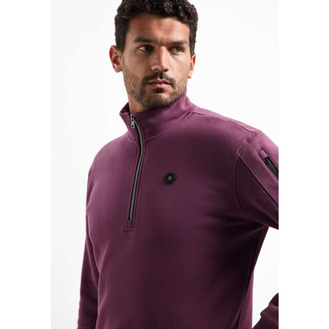 No Excess Sweater half zip brushed dark wine 29130851-164 large
