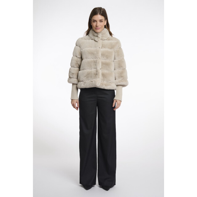 Rino & Pelle faux fur jacket with knitted sleeves feline.7002512 birch 06111.829.0064 large