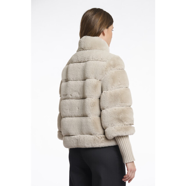 Rino & Pelle faux fur jacket with knitted sleeves feline.7002512 birch 06111.829.0064 large