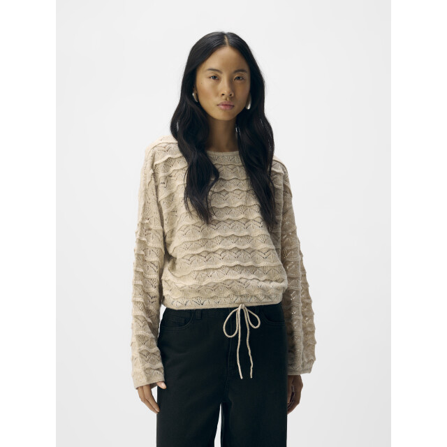 Object objkristel knit re l/s pullover cc3 23047015 sandshell 06712.820.0132 large