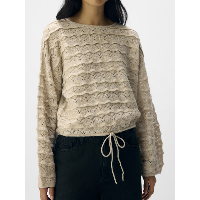 Object objkristel knit re l/s pullover cc3 23047015 sandshell 06712.820.0132 large