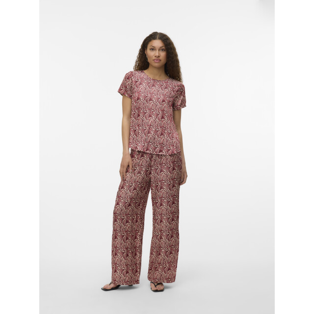 Vero Moda vmvina ss o-neck top wvn ga 10336804 birch/syrah graphic 06613.198.0027 large