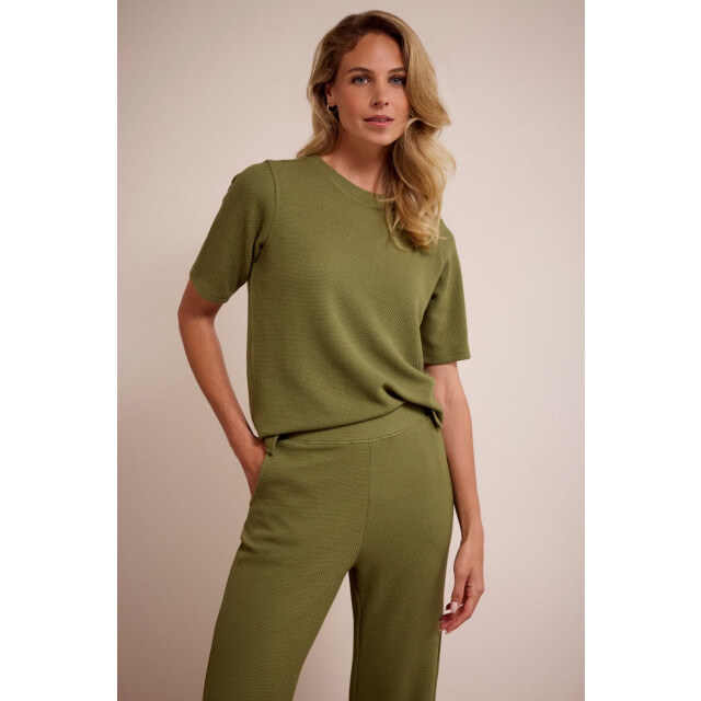 Tramontana structured short sleeve top e01-17-401 006501 moss 06011.360.0066 large