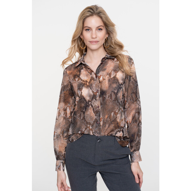 Geisha blouse print 53634-20 925 grey/brown 06615.970.0008 large