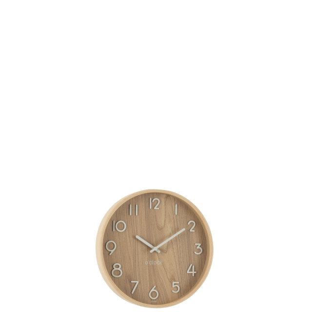 J-Line Wall clock plywood/mdf natural small 54389 large