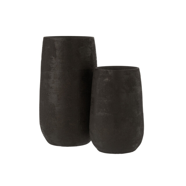 J-Line Vase irregular rough ceramic black large 7089 large