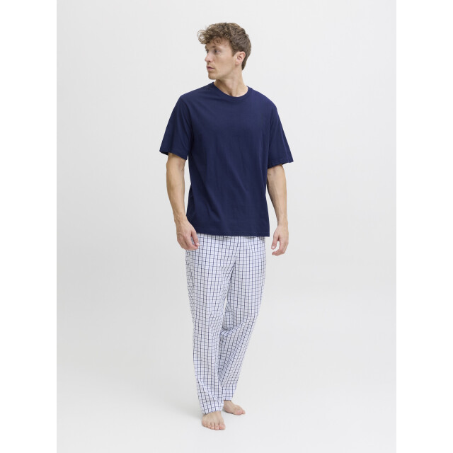 Jack & Jones Heren pyjama set lange pyjamabroek jacflorence blauw/wit geblokt 12282813-Ocean Cavern large