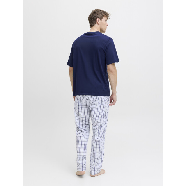 Jack & Jones Heren pyjama set lange pyjamabroek jacflorence blauw/wit geblokt 12282813-Ocean Cavern large