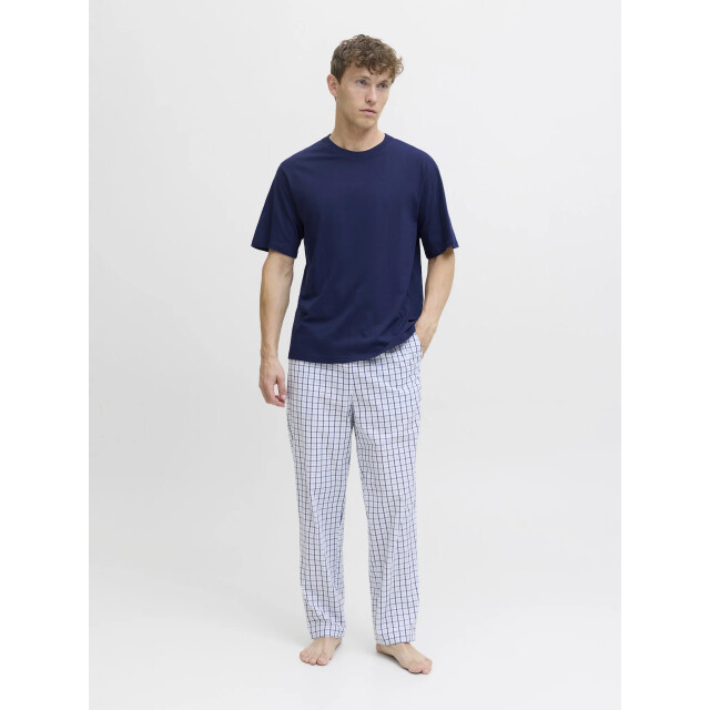 Jack & Jones Heren pyjama set lange pyjamabroek jacflorence blauw/wit geblokt 12282813-Ocean Cavern large