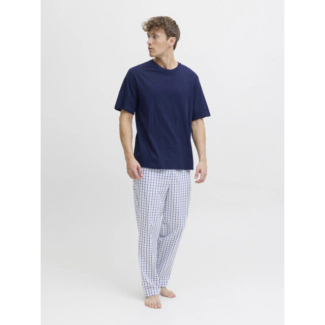 Jack & Jones Heren pyjama set lange pyjamabroek jacflorence blauw/wit geblokt 12282813-Ocean Cavern large