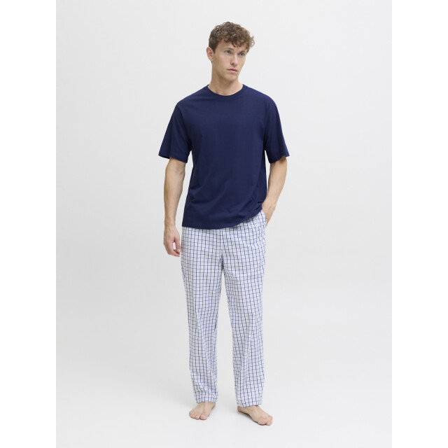 Jack & Jones Heren pyjama set lange pyjamabroek jacflorence blauw/wit geblokt 12282813-Ocean Cavern large