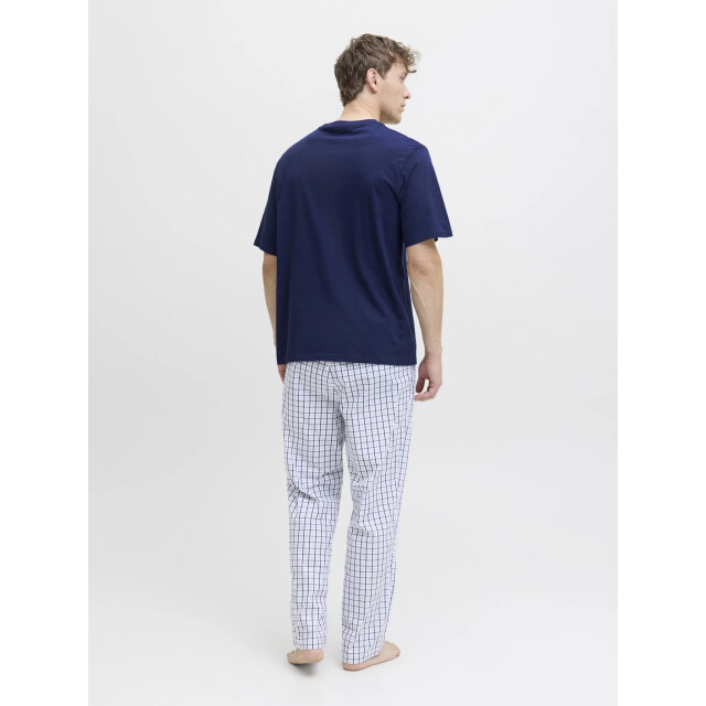 Jack & Jones Heren pyjama set lange pyjamabroek jacflorence blauw/wit geblokt 12282813-Ocean Cavern large