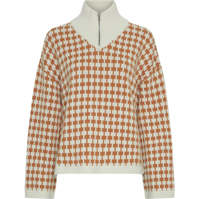 Moss Copenhagen Mschamaria zip pullover 19172-egret c spice large