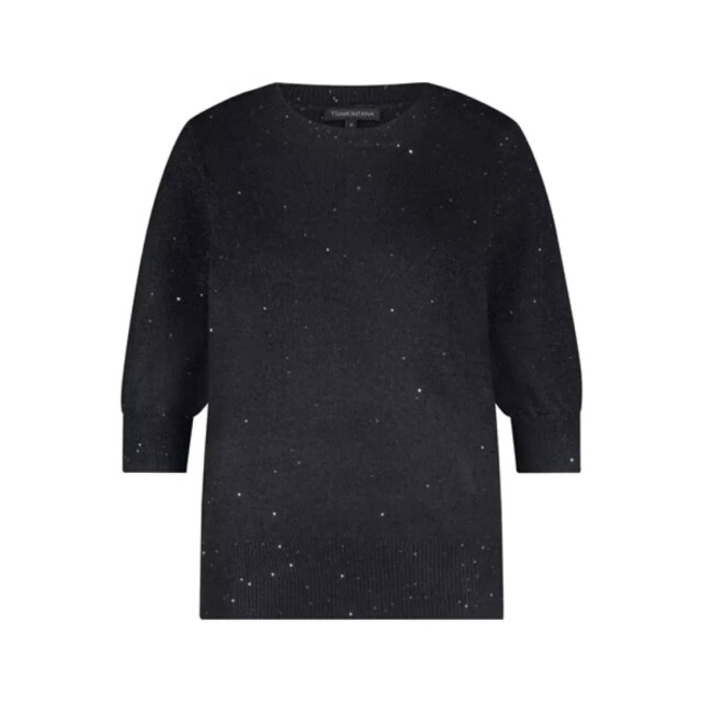 Tramontana short sleeve sequin jumper o02-17-601 009001 black melange 06712.990.0101 large