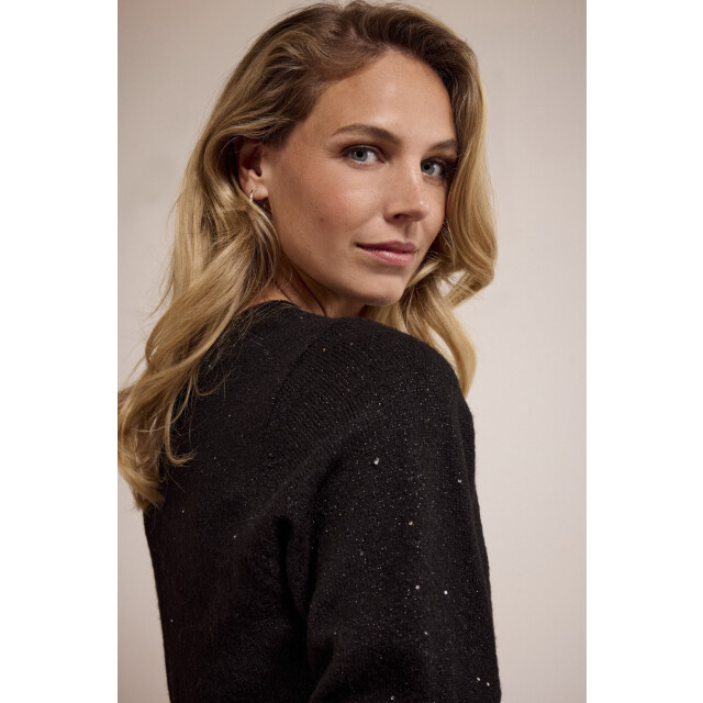 Tramontana short sleeve sequin jumper o02-17-601 009001 black melange 06712.990.0101 large