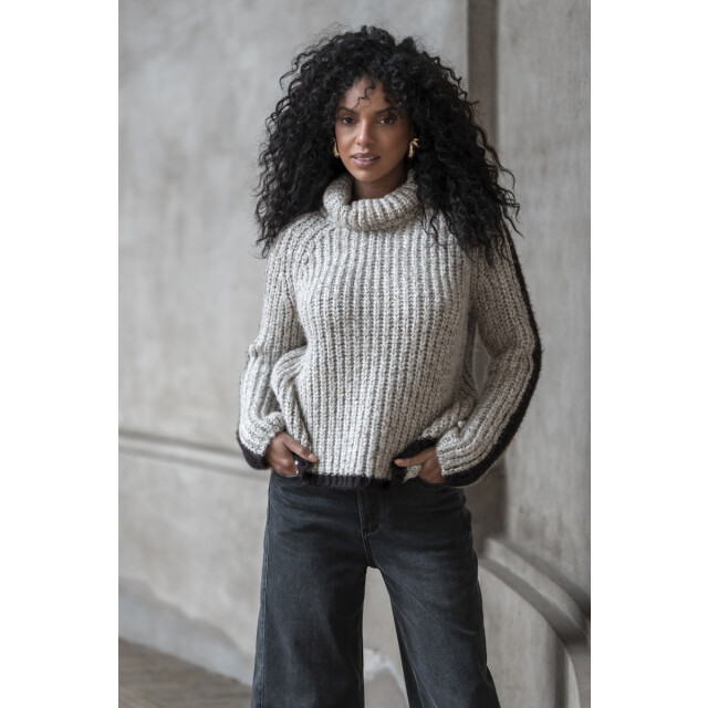 Geisha 54562-23 720 pullover stripe at sleeve sand melange/brown 54562-23 720 large