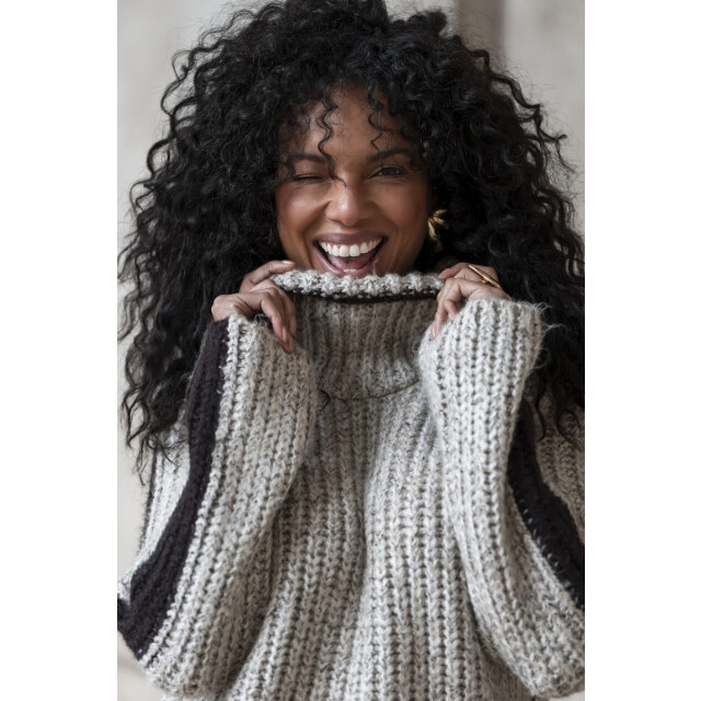 Geisha 54562-23 720 pullover stripe at sleeve sand melange/brown 54562-23 720 large
