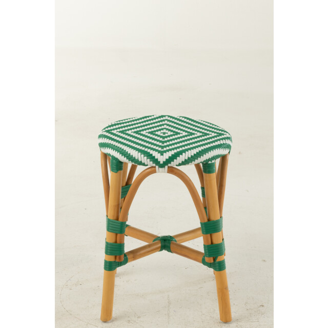 J-Line Stool rattan dark green/white small 51111 large