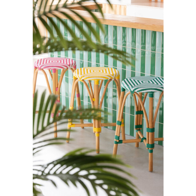 J-Line Stool rattan yellow/white small 51119 large
