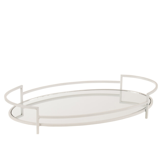 J-Line Saucer oval with mirror metal/glass white 20390 large
