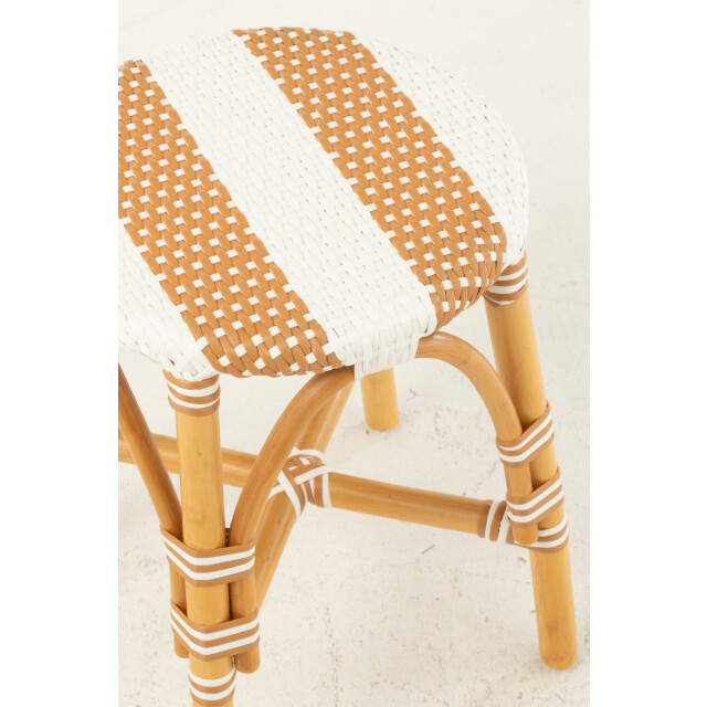 J-Line Stool live rattan/plastic natural/white 51099 large