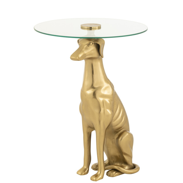J-Line Side table dog base aluminium/glass gold colored 55940 large