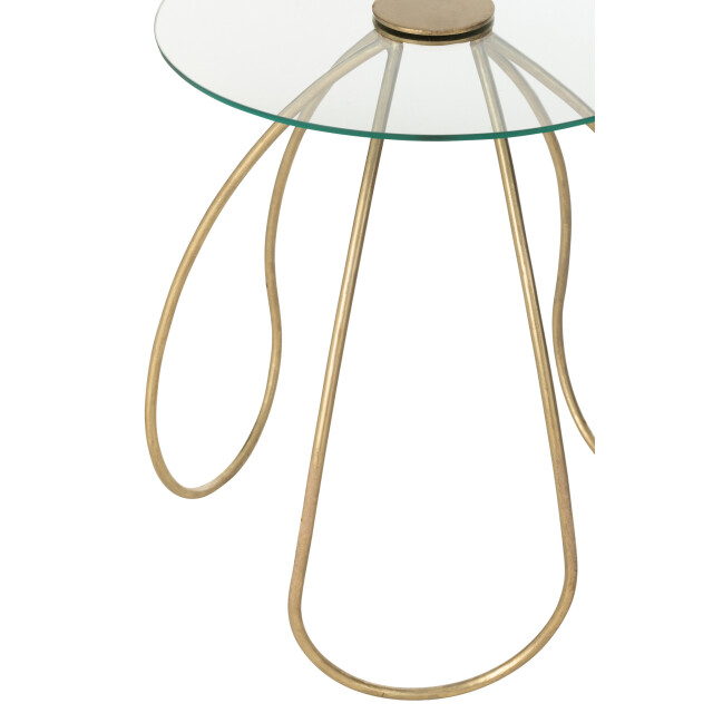 J-Line Set of 2 side tables round metal/glass gold 45847 large