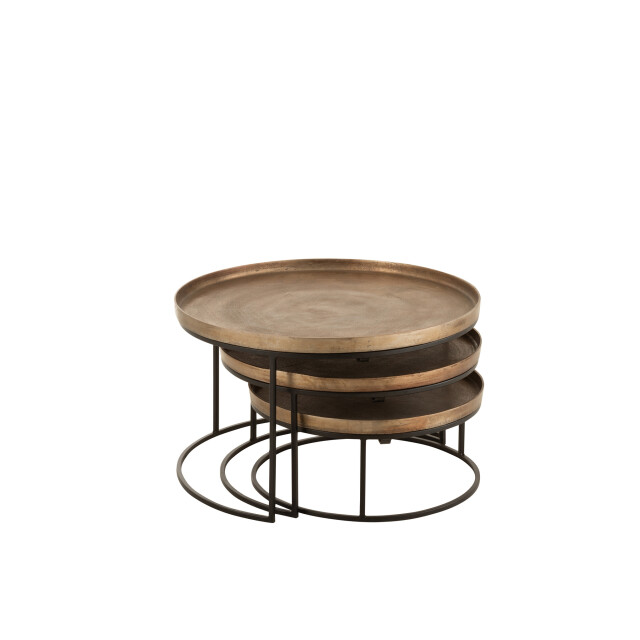 J-Line Set of 3 side tables round aluminium rust 7592 large