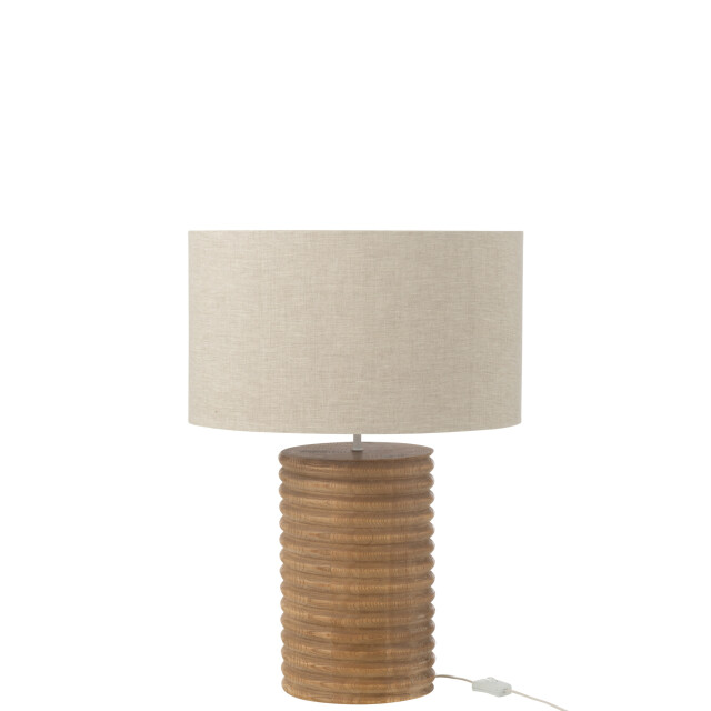 J-Line Table lamp threaded wide ailanthus wood natural/grey 49427 large