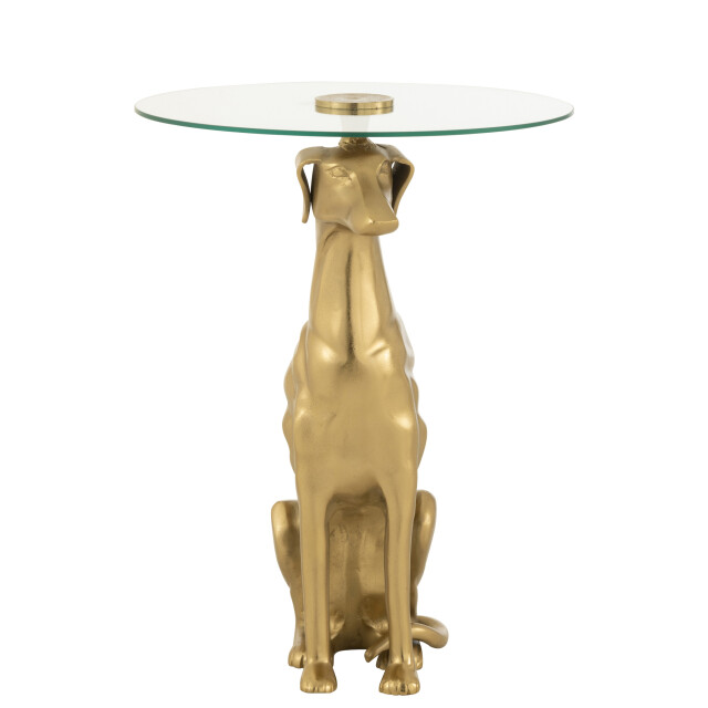 J-Line Side table dog base aluminium/glass gold colored 55940 large