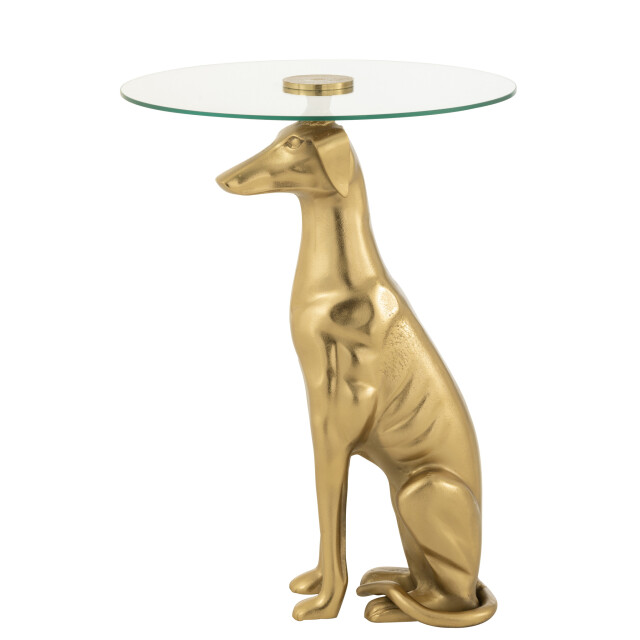 J-Line Side table dog base aluminium/glass gold colored 55940 large
