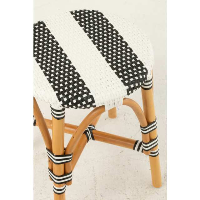 J-Line Stool rattan black/white small 51103 large