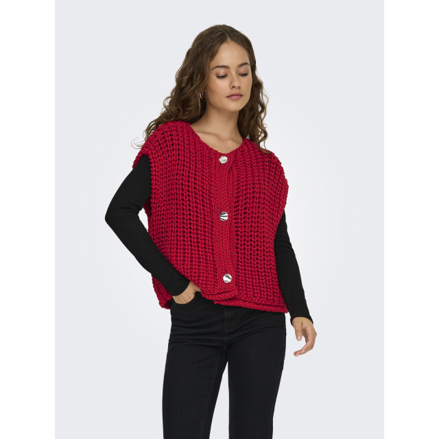 Only onlchloe ss rib button vest knt 15352208 salsa 06741.670.0001 large