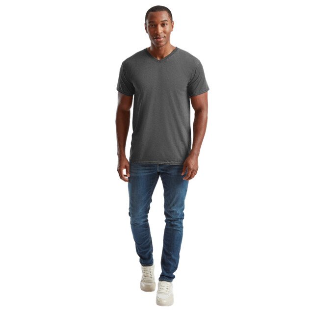 Fruit of the Loom Unisex adult waardevol heide v hals t-shirt UTLT2576_darkgrey large