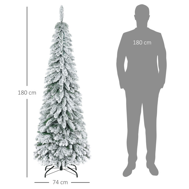 Homcom Kunstkerstboom smal met sneeuw 180 cm Ø74 cm 3274595 large