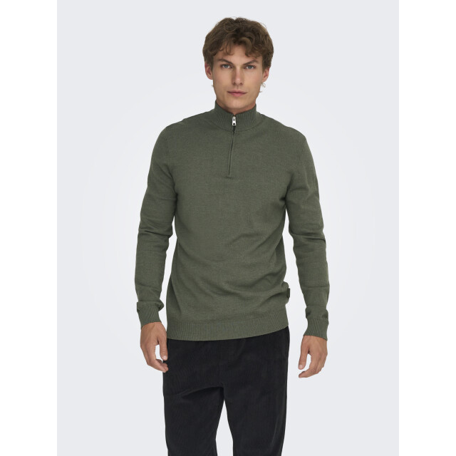 Only & Sons Onsloui reg 12 mel half zip knit no 22030094 large