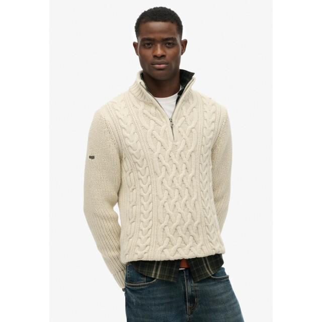 Superdry Gebreide cable trui zip ecru 5219.03.0003 large