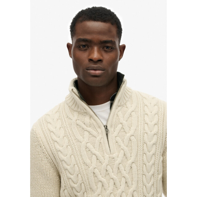 Superdry Gebreide cable trui zip ecru 5219.03.0003 large