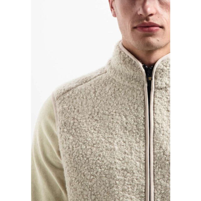 No Excess Sweater vest full zip teddy sleeve sand 29100922-015 large