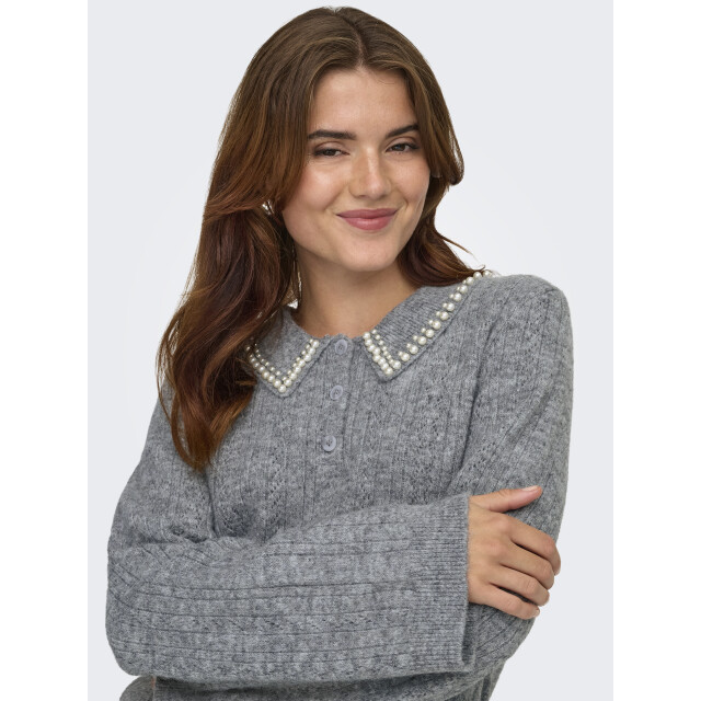 Jacqueline de Yong april life l/s pearl collar pull 15351838 medium grey melange 06712.941.0107 large