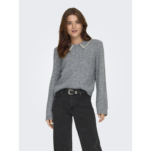 Jacqueline de Yong april life l/s pearl collar pull 15351838 medium grey melange 06712.941.0107 large