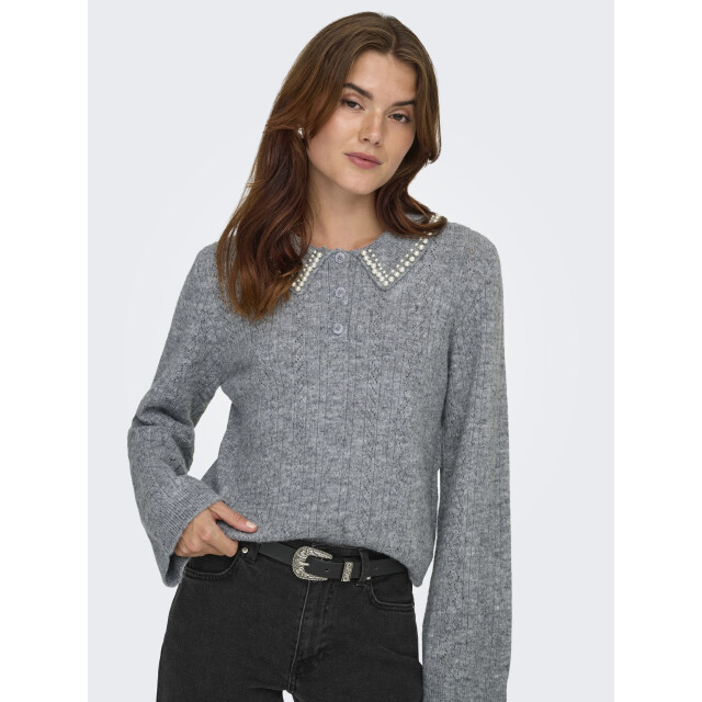 Jacqueline de Yong april life l/s pearl collar pull 15351838 medium grey melange 06712.941.0107 large