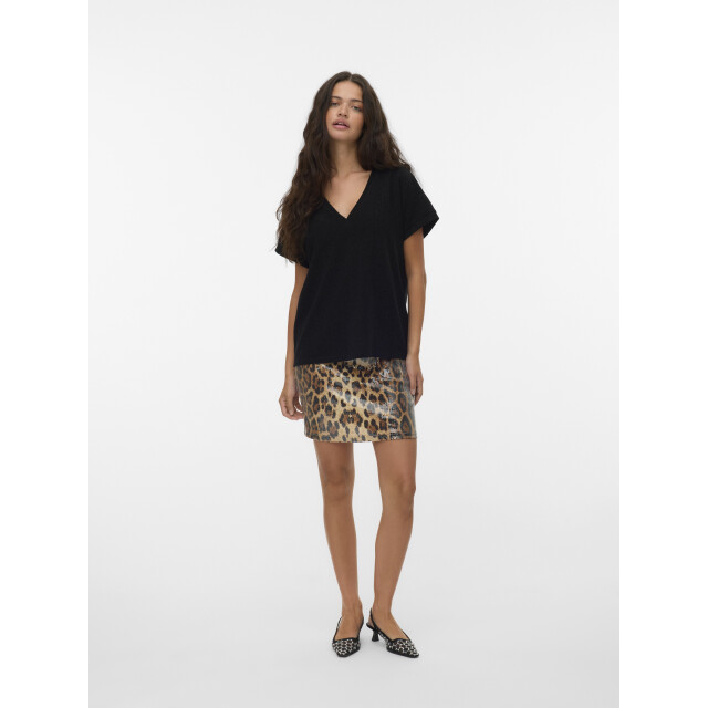 Vero Moda vmhoxanne s/s v-neck top jrs btq 10338179 black 06011.990.0134 large
