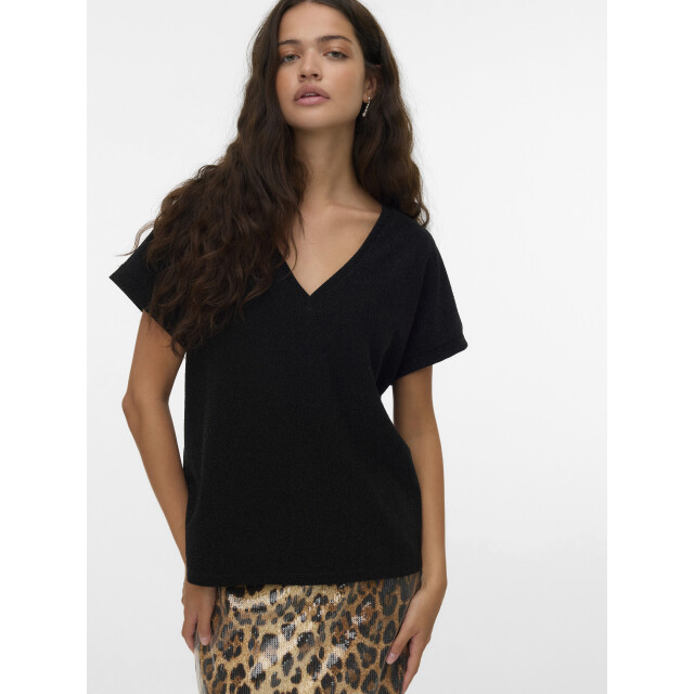 Vero Moda vmhoxanne s/s v-neck top jrs btq 10338179 black 06011.990.0134 large