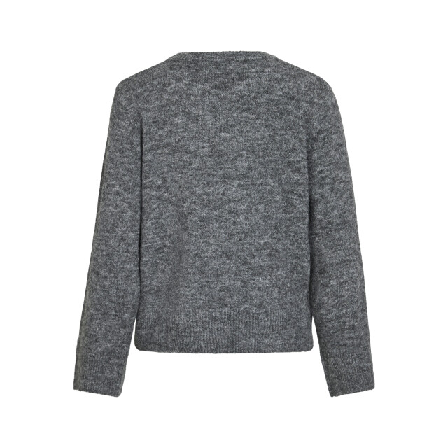 Vila vimelie o-neck l/s detail knit top/ 14110525 medium grey melange 06712.949.0011 large