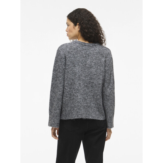 Vila vimelie o-neck l/s detail knit top/ 14110525 medium grey melange 06712.949.0011 large