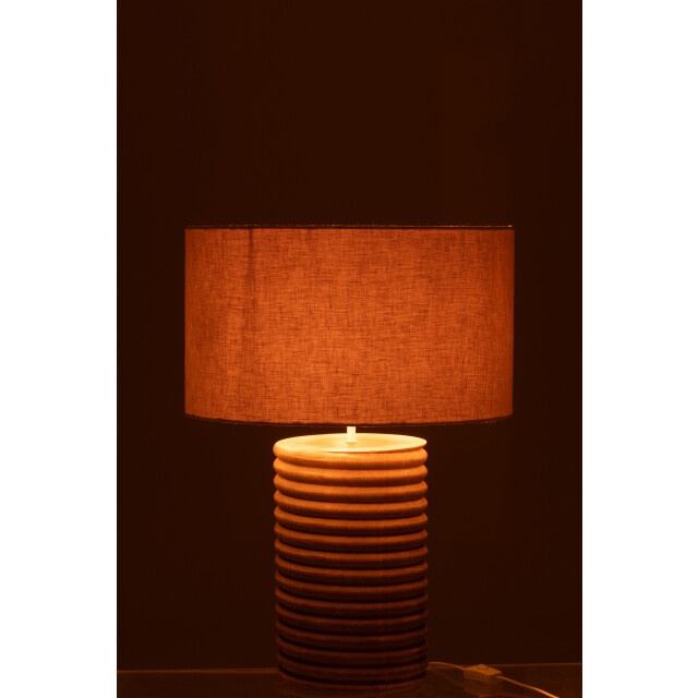 J-Line Table lamp threaded wide ailanthus wood natural/grey 49427 large