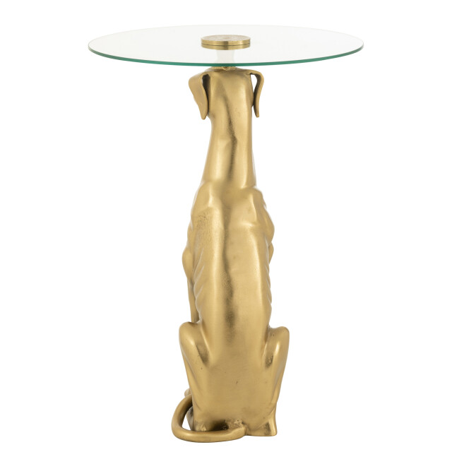 J-Line Side table dog base aluminium/glass gold colored 55940 large