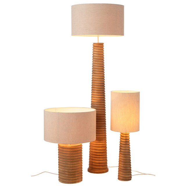 J-Line Table lamp threaded wide ailanthus wood natural/grey 49427 large