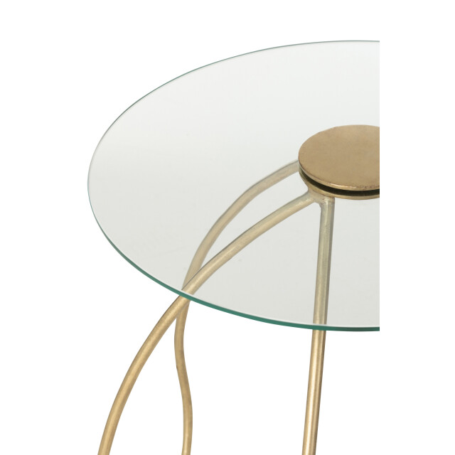 J-Line Set of 2 side tables round metal/glass gold 45847 large